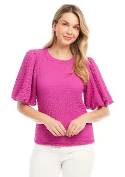 Women's Puff Sleeve Textured Top