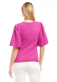 Women's Puff Sleeve Textured Top