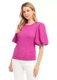 Women's Puff Sleeve Textured Top