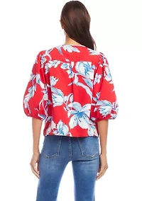 Petite Puff Sleeve Button-Front Shirt