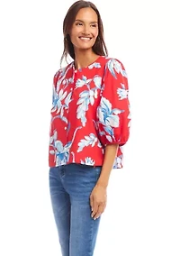 Petite Puff Sleeve Button-Front Shirt