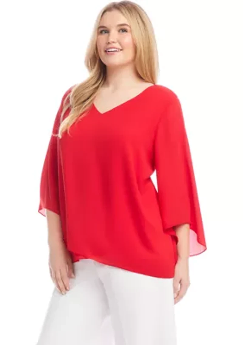 Plus Bracelet Sleeve Asymmetric Top