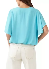 Women's Flutter Sleeve V-Neck Top