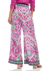Women's Wide Leg Paisley Tile Printed Pants