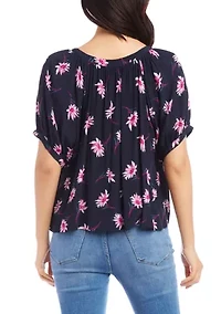 Petite Short Sleeve Peasant Top