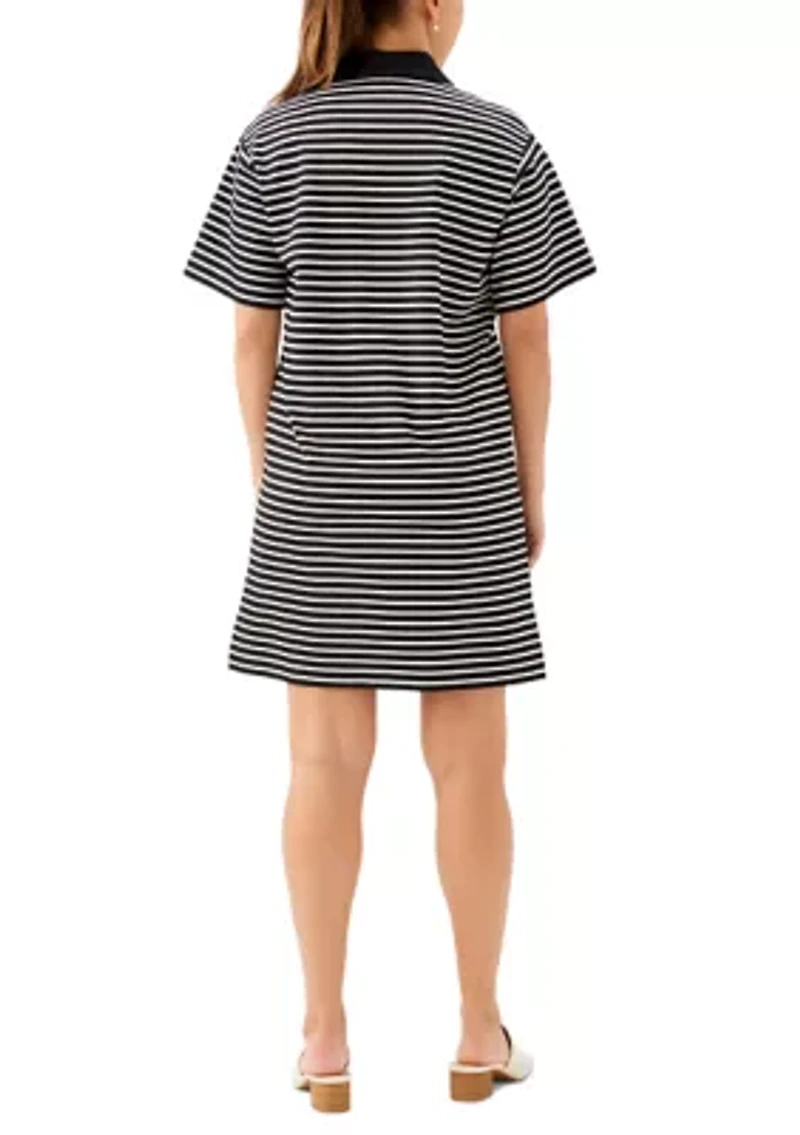 Petite Stripe Short Sleeve Polo Dress