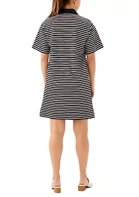 Petite Stripe Short Sleeve Polo Dress