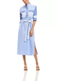 Women's Mixed Stripe Midi Shirtdress