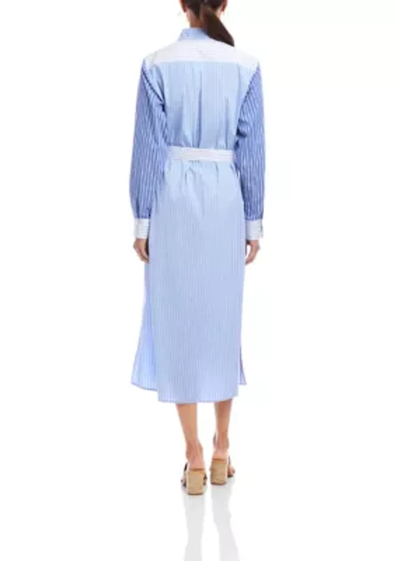 Women's Mixed Stripe Midi Shirtdress