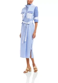 Women's Mixed Stripe Midi Shirtdress