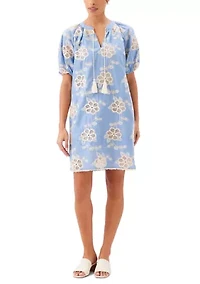Women's Puff Sleeve Tassel Dress