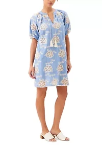 Women's Puff Sleeve Tassel Dress