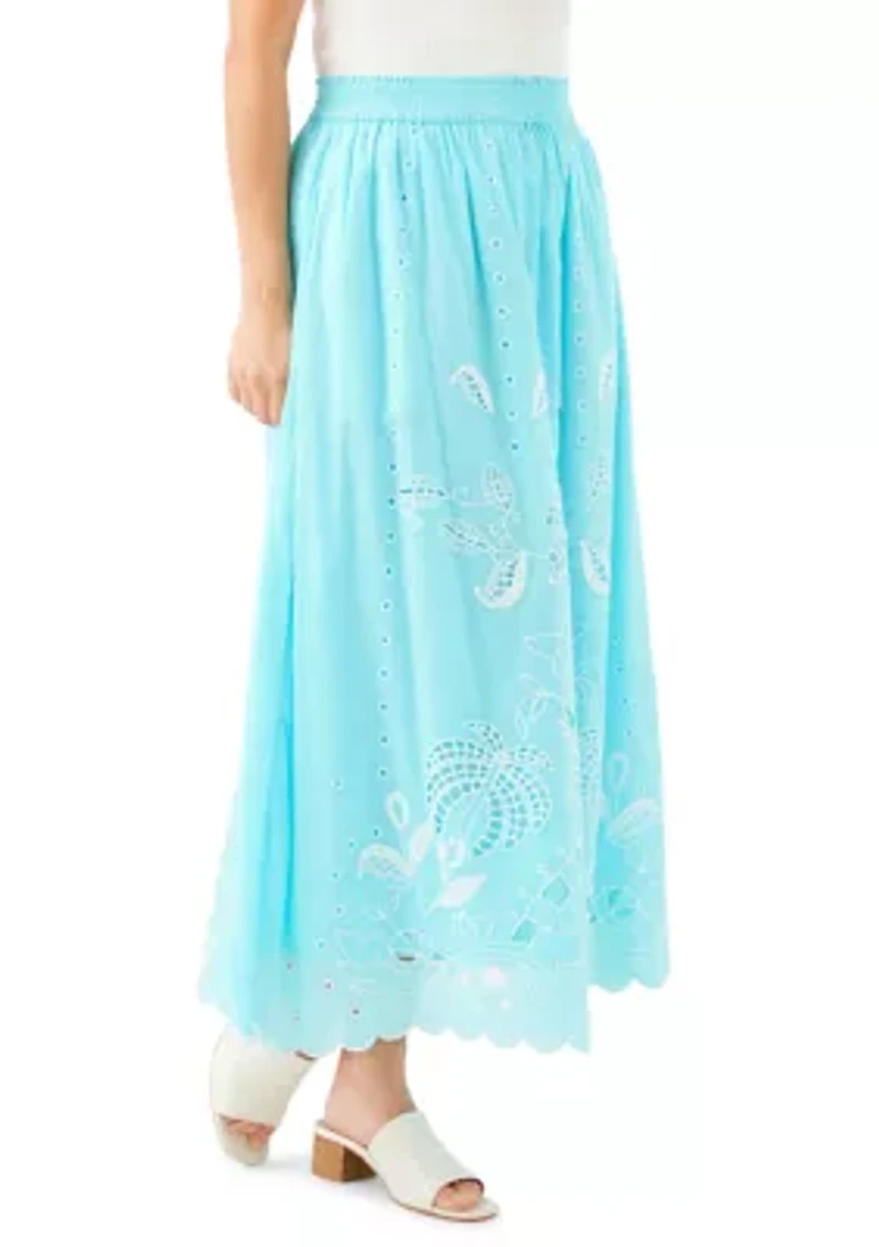 Women's Cut-Out Embroidery Midi Skirt