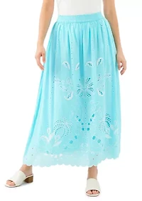 Women's Cut-Out Embroidery Midi Skirt