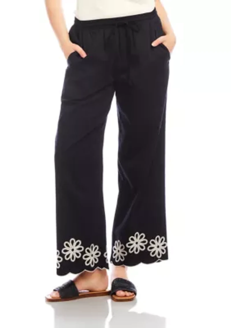 Petite Scallop Drawstring Pants