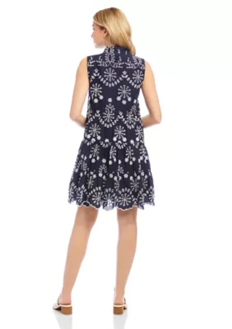 Petite Sleeveless Eyelet Dress