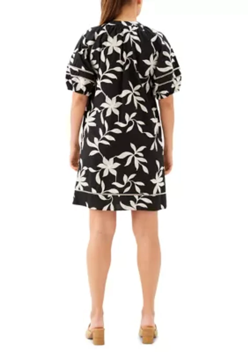 Petite Puff Sleeve Tassel Dress