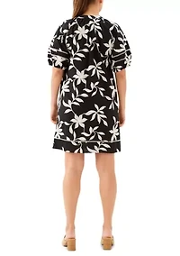 Petite Puff Sleeve Tassel Dress
