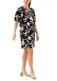 Petite Puff Sleeve Tassel Dress