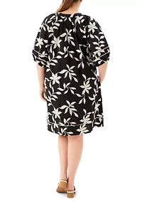 Plus Puff Sleeve Tassel Dress