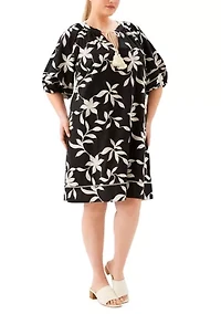 Plus Puff Sleeve Tassel Dress