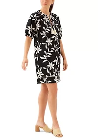 Women's Puff Sleeve Tassel Dress