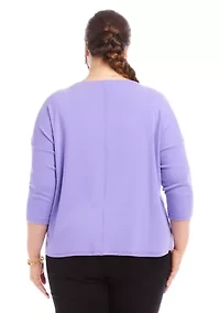 Plus 3/4 Sleeve Boat Neck Top