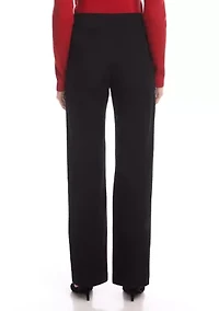 Women's Contrast Faux Leather Pocket Wide Leg Pants