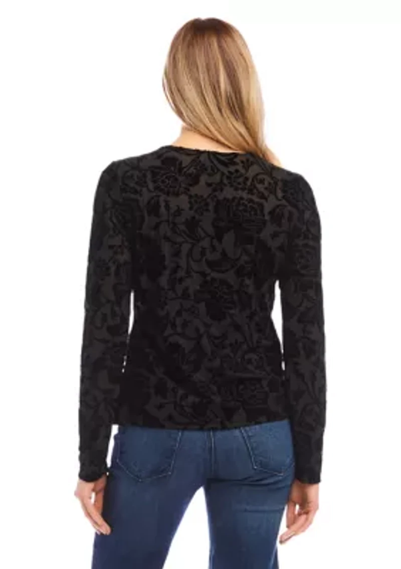 Petite Velvet Burnout Top