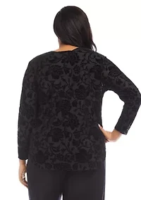 Plus Velvet Burnout Shirttail Top