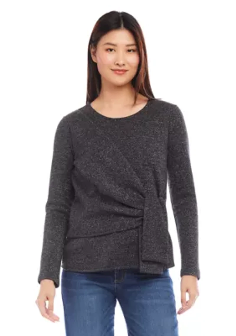 Petite Side Tie Metallic Top