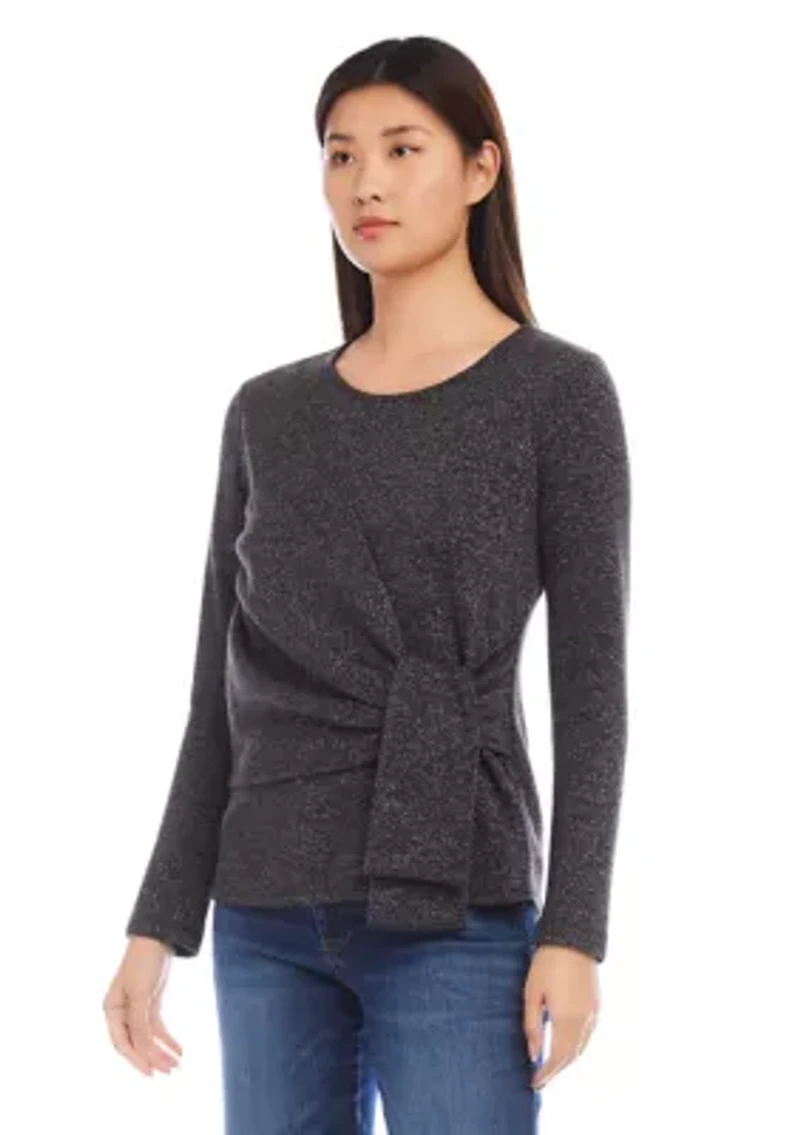 Petite Side Tie Metallic Top