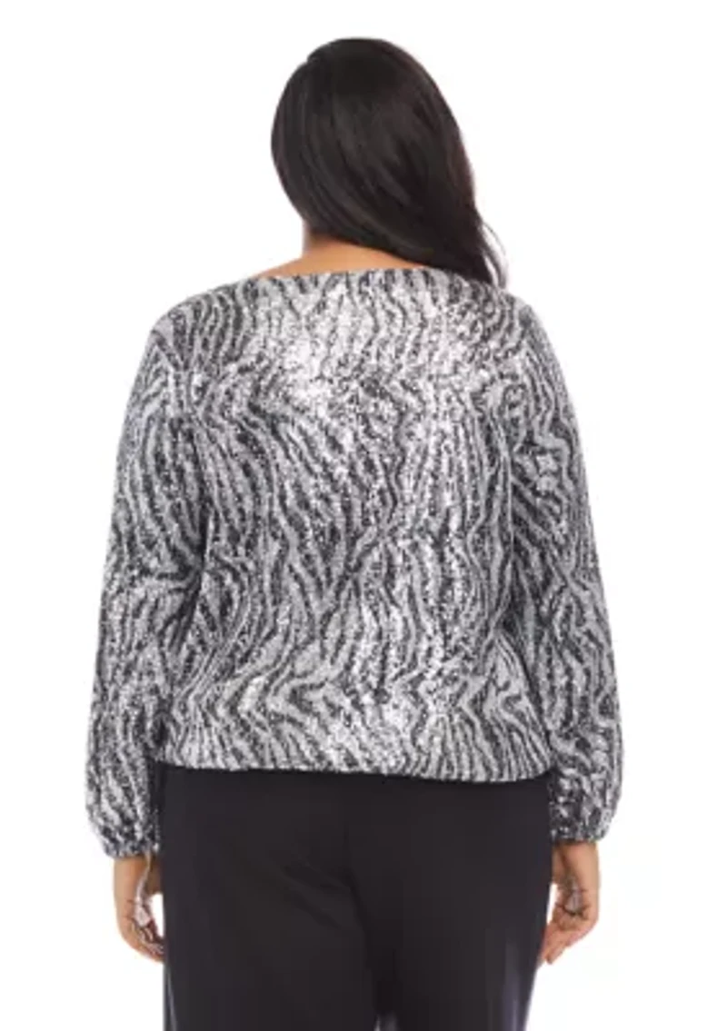 Plus Sequin Boatneck Top