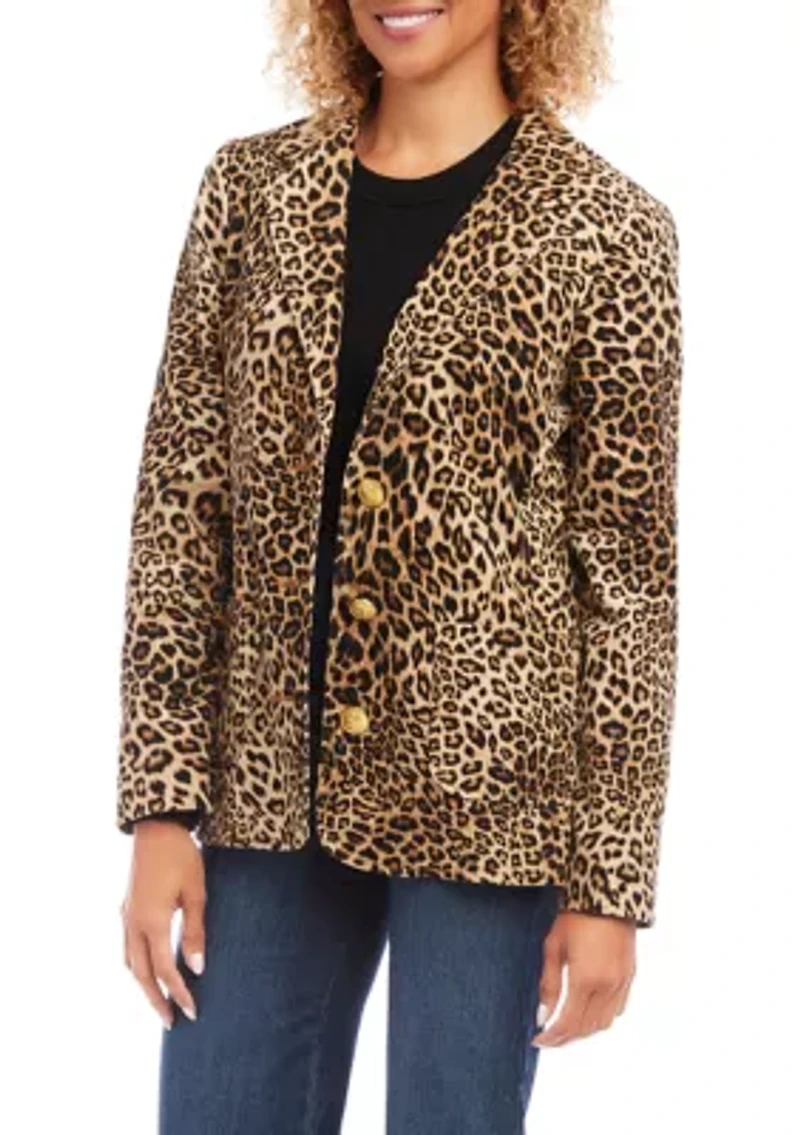 Petite Leopard Corduroy Jacket