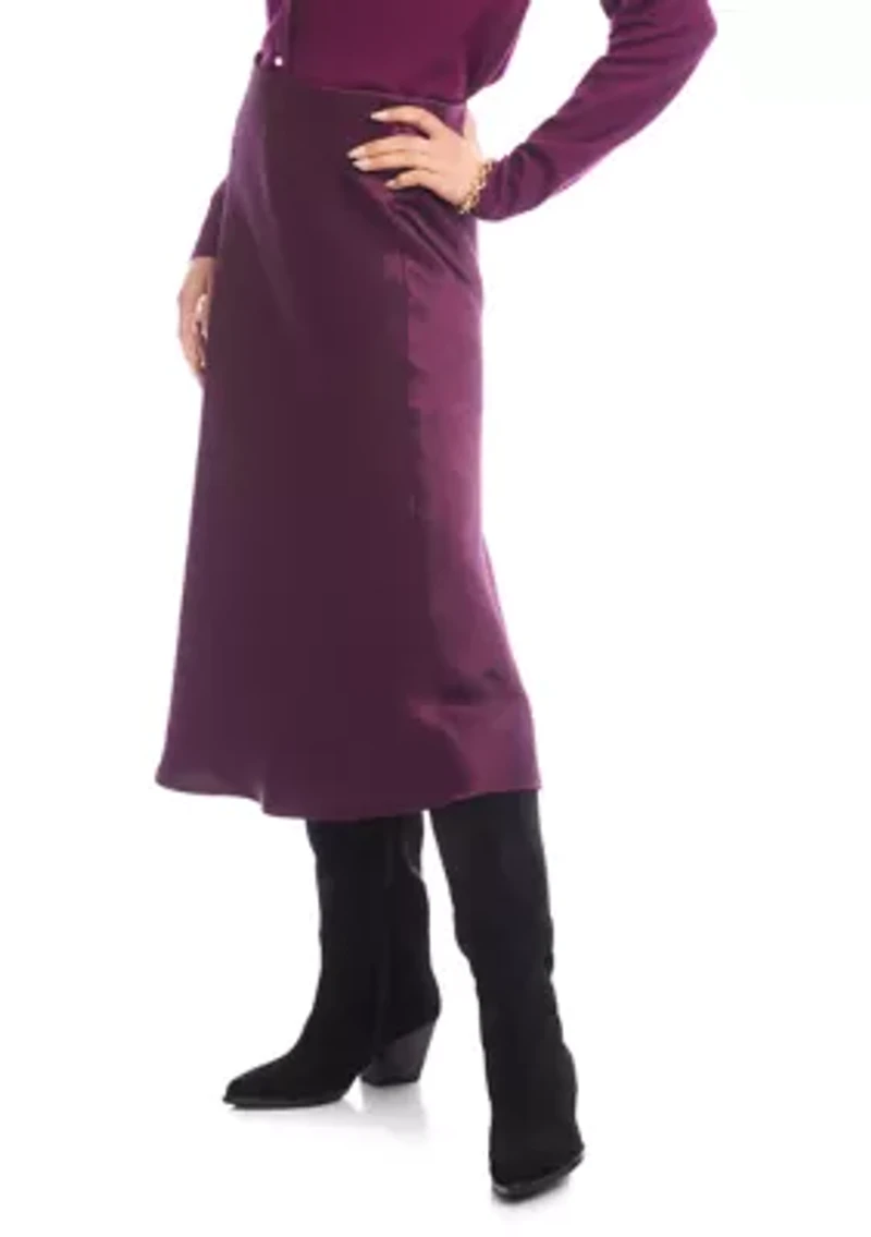 Women's Satin Bias Cut Midi Skirt