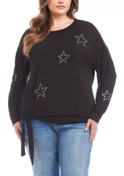 Plus Embellished Star Tie Top