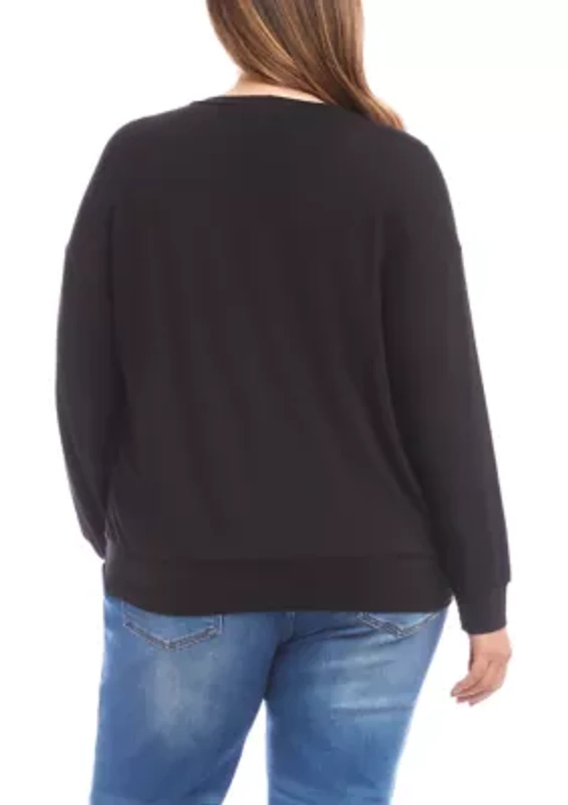 Plus Embellished Star Tie Top