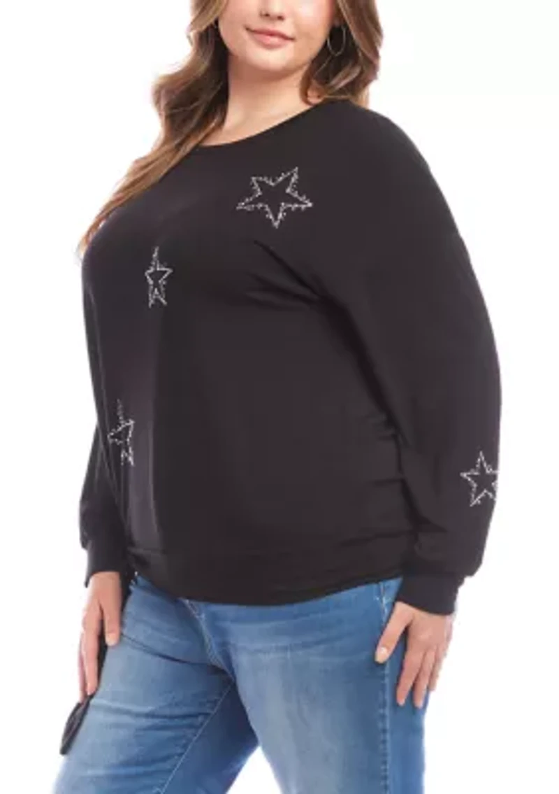 Plus Embellished Star Tie Top