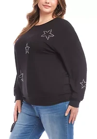 Plus Embellished Star Tie Top