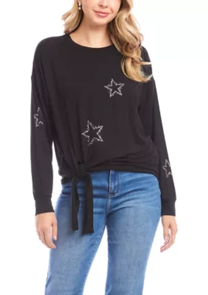 Women's Embellished Star Tie Top