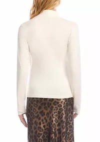 Petite Long Sleeve Crossover Side-Shirred Top