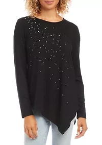 Petite Embellished Asymmetric Top