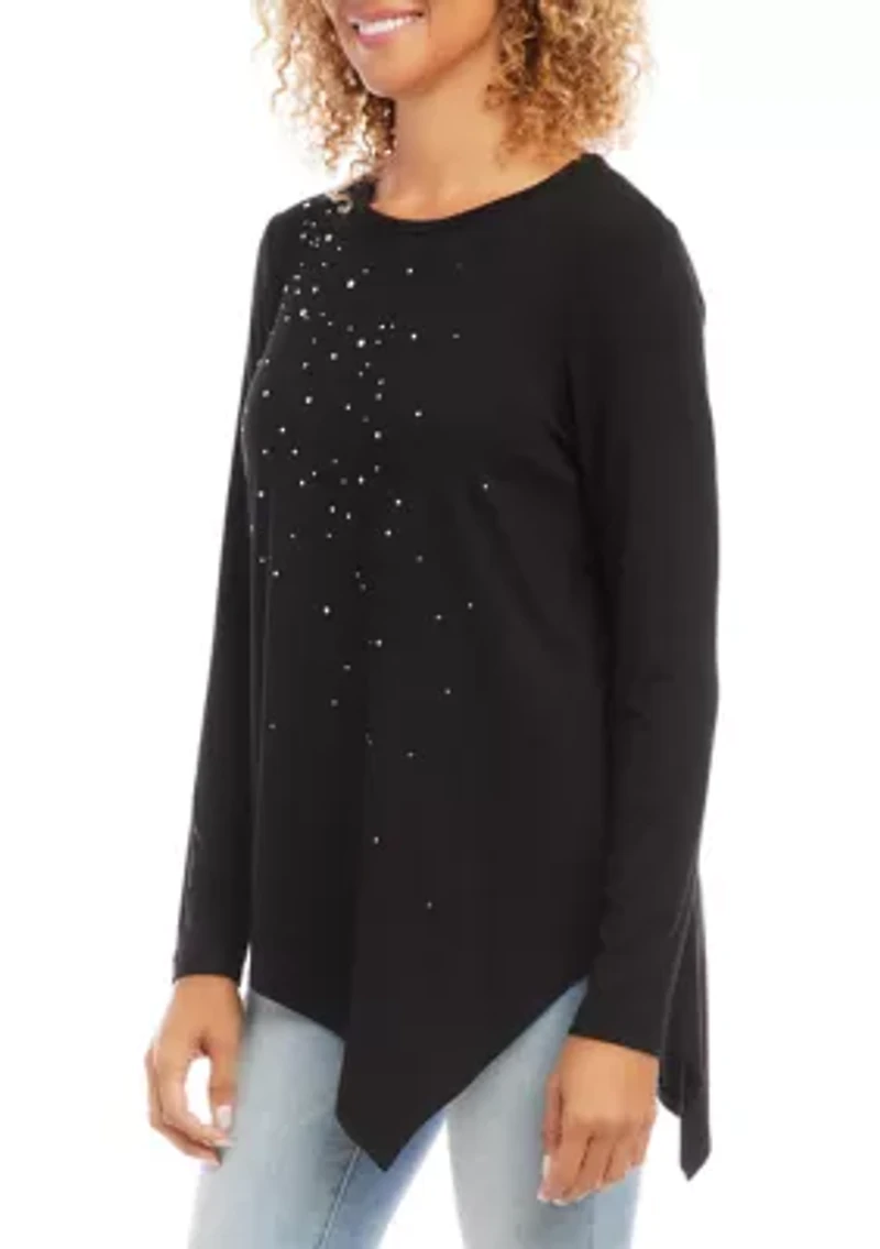 Petite Embellished Asymmetric Top