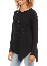 Petite Embellished Asymmetric Top