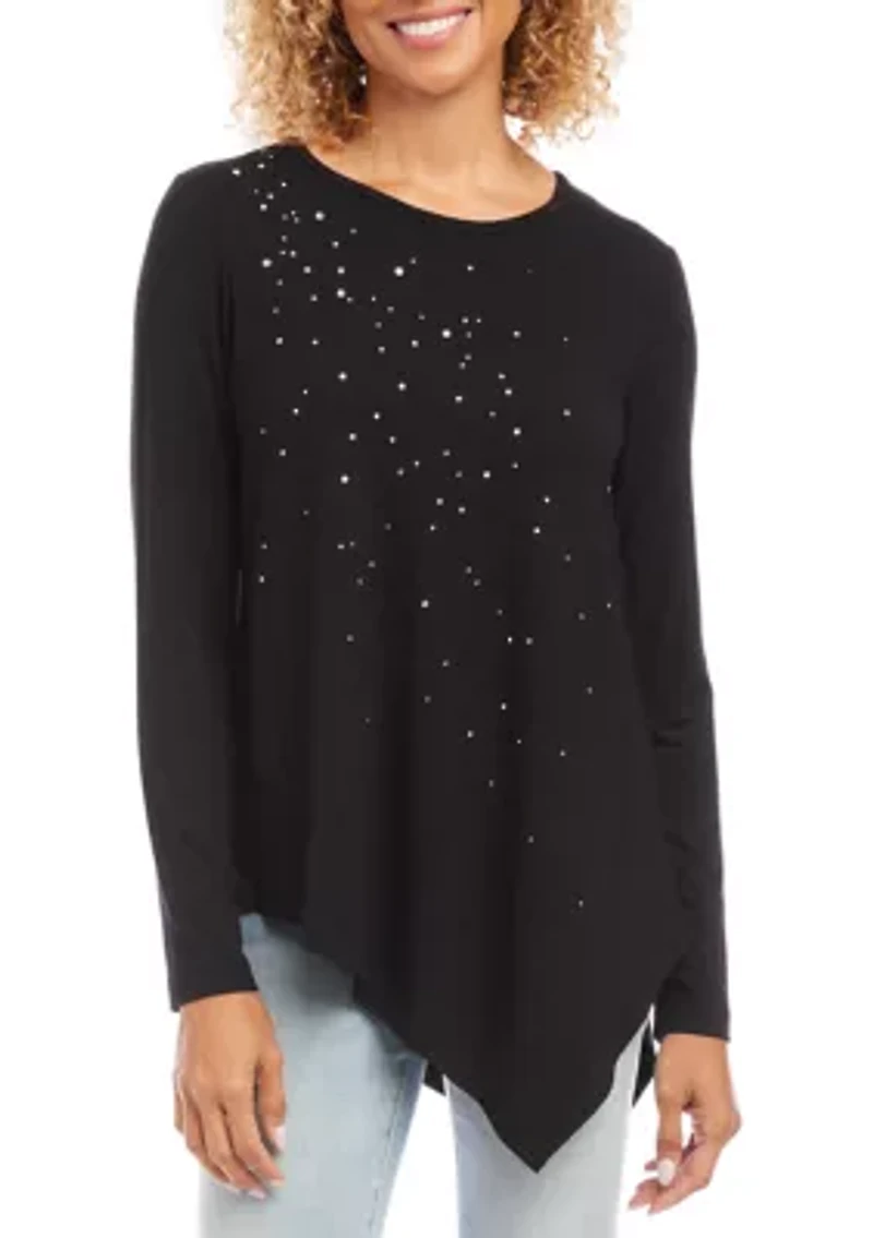 Petite Embellished Asymmetric Top