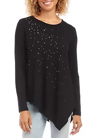 Petite Embellished Asymmetric Top