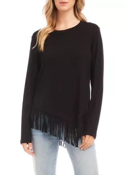 Petite Asymmetric Fringe Top