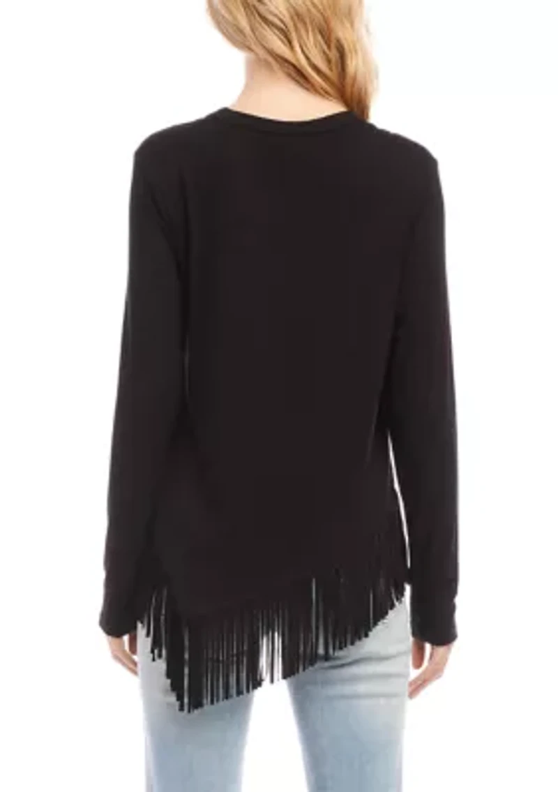 Petite Asymmetric Fringe Top