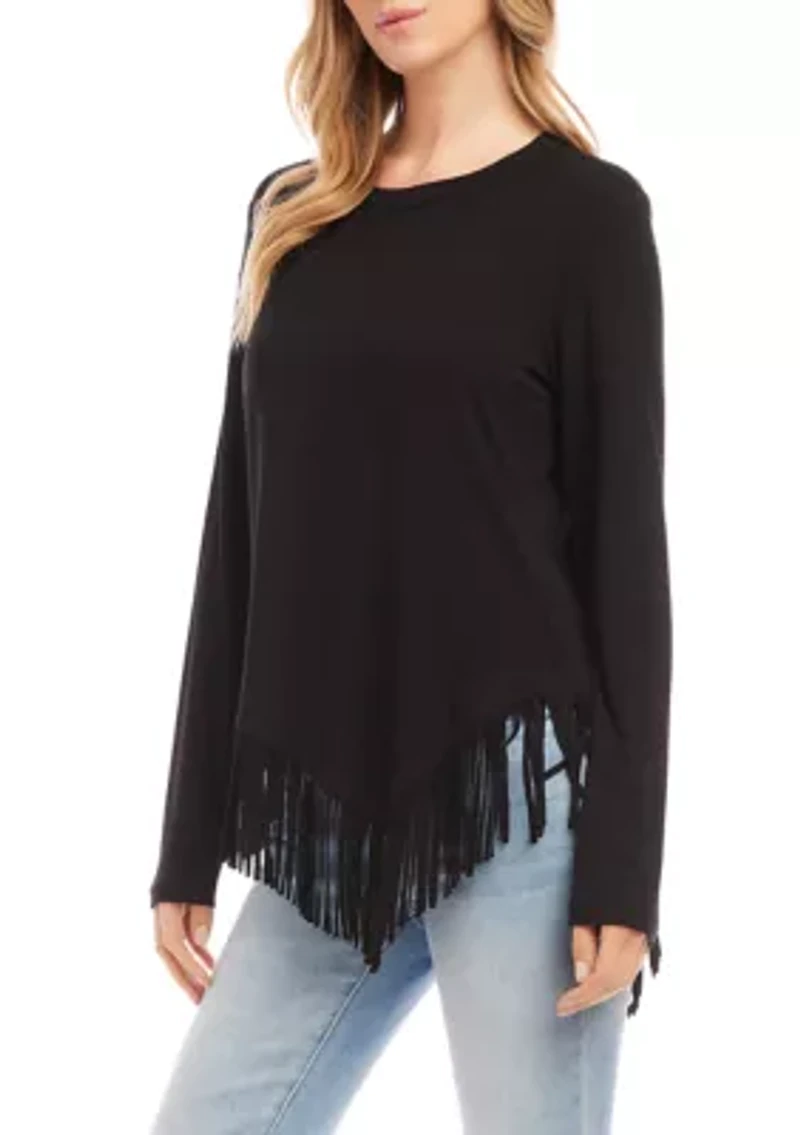 Petite Asymmetric Fringe Top