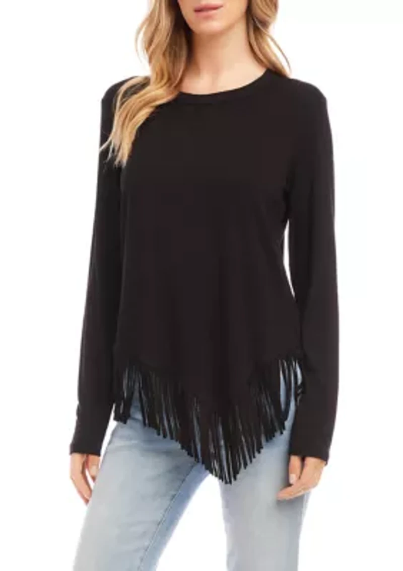 Petite Asymmetric Fringe Top
